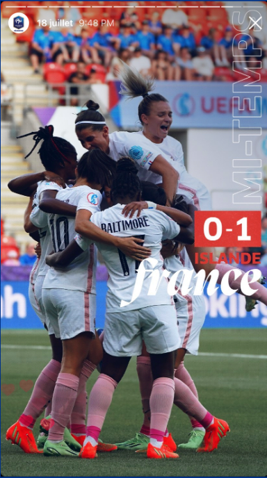 Story Instagram live Euro EDFF — Mi-temps